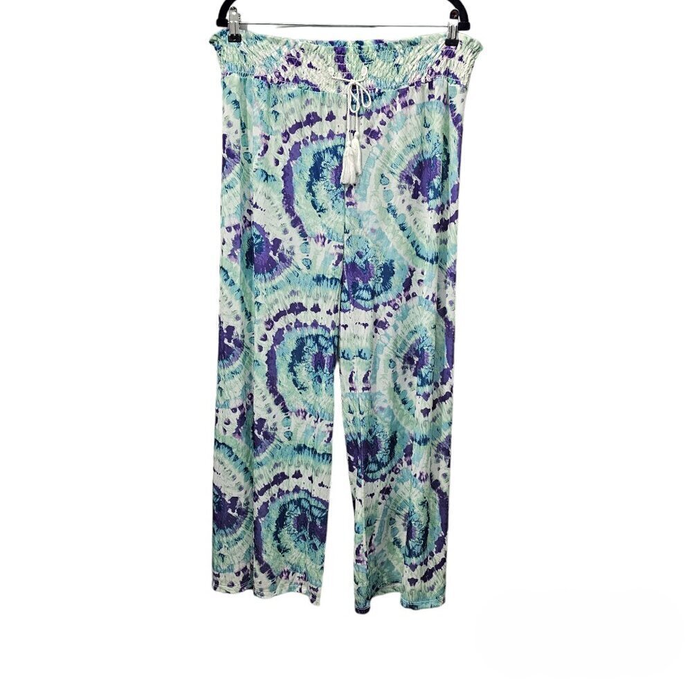 ❤️416 West Loop High Waist Wide Leg Tie Dyed Boho Pull On Pants